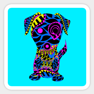 blue aztec dog in mandala pattern ecopop Sticker